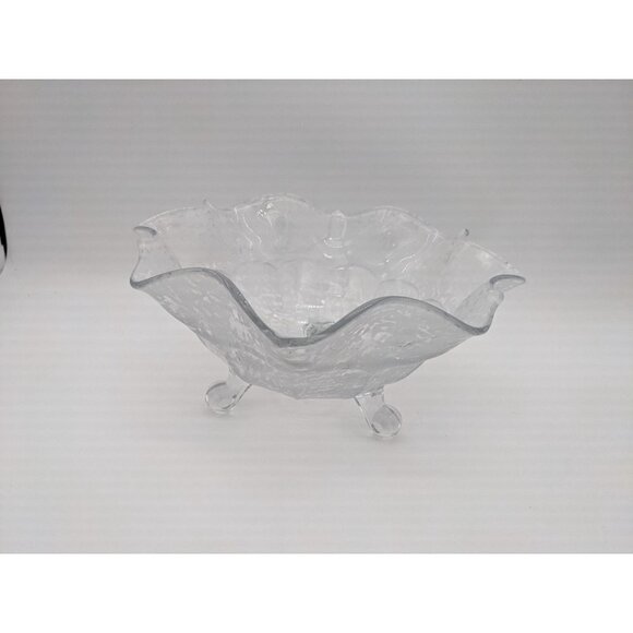 Vintage crimped ruffle bowl clear frosted elegant glass 9: - Picture 3 of 10